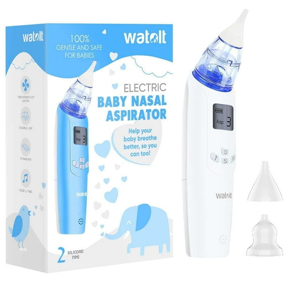 Watolt Baby Nasal Aspirator - Electric Nose Suction for Baby - Automatic Booger Sucker for Infants - Battery Powered Snot Mucus Remover for Kids Toddlers (White, Standard)