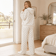 thumbnail image 6 of Polka Dot Set Women Oversized Hoodie and Wide Leg Sweatpants Comfy and Cozy Fleece Sweatsuits Large Kangaroo Pocket 2 Piece Sweat Set For Streetwear Airport Daily Home Wear, 6 of 7