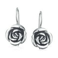 thumbnail image 2 of Bling Jewelry Womens Romantic Black Rose Flower Drop Earrings French Wire Oxidized Sterling Silver, 2 of 5