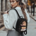 thumbnail image 3 of Eheartsgir Capybara Science Pattern Small Backpack for Daily Dating, Adjustable Strap Lunch Bag for Women Polyester Top Handle Mini Backpack, 3 of 8