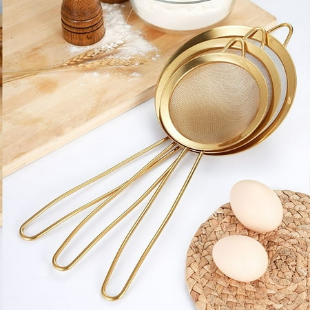 

3pcs Stainless Steel Kitchen Strainers Fine Mesh Strainers for Tea Coffee Food Flour