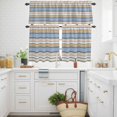 thumbnail image 3 of Beige Blue Brown Stripe Curtain Tier and Valance Set 3 Piece, Modern Minimalist Line 3-inch Rod Pocket Window Tier Curtains Valance for Kitchen Living Room, 3 of 9