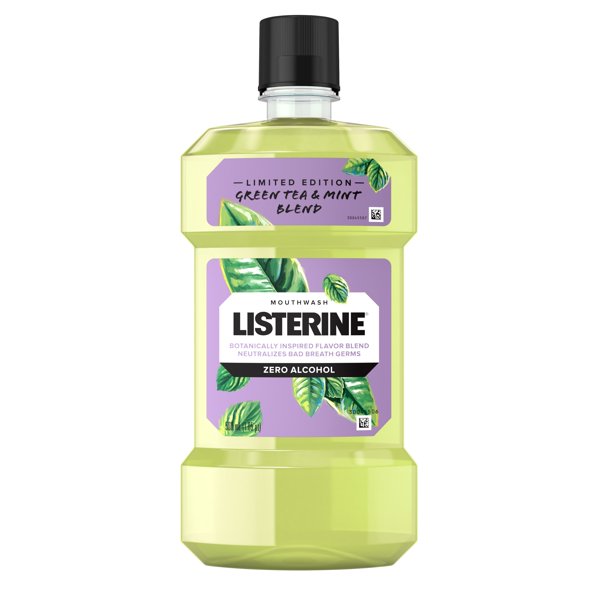 Listerine Zero Alcohol Mouthwash, Green Tea & Mint Flavor, 500 mL