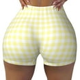 thumbnail image 2 of Haiem Lemon Yellow Checkboard No Front Seam Biker Shorts for Women Yoga Workout Gym Bike Shorts with Tummy Control Moisture-Wicking-XX-Large, 2 of 9