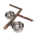 thumbnail image 4 of Soporte de madera para loros con cuenco de comida de acero inoxidable, soporte para alimentador de alimentos, conjunto de alimentador de jaula para pájaros combinado L, 4 of 5
