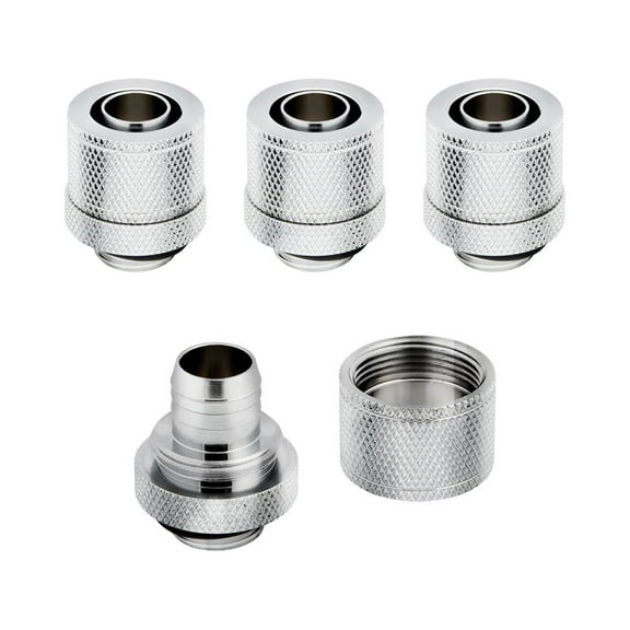 Corsair Hydro X Series XF Compression 10/13mm (3/8" / 1/2") ID/OD Fittings, Chrome, 4-pack