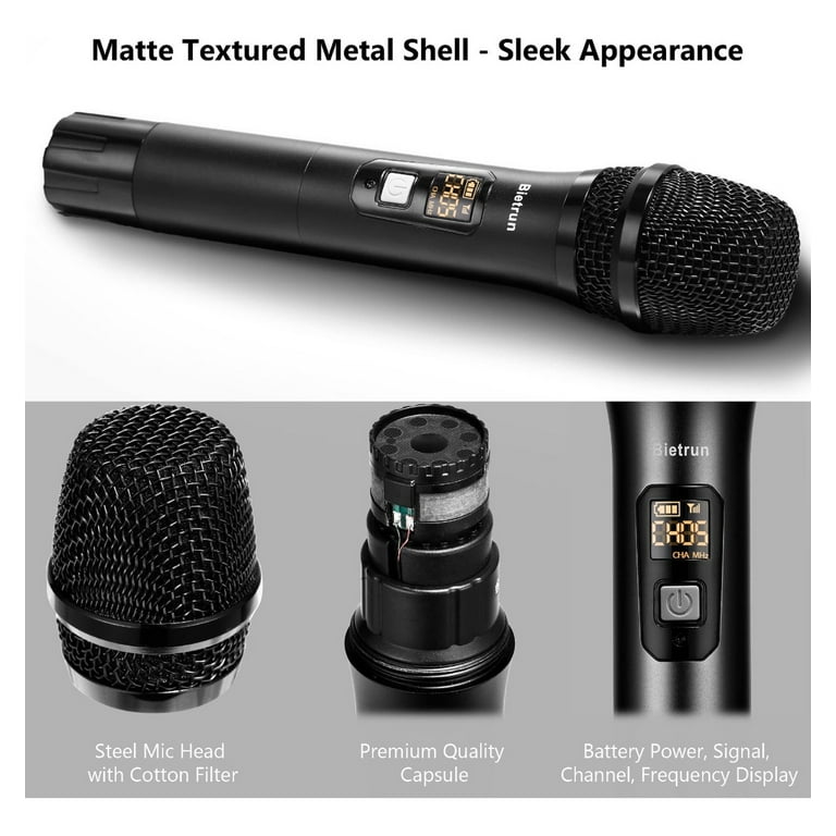 Wireless Microphone with Bluetooth, Professional UHF Dual Handheld