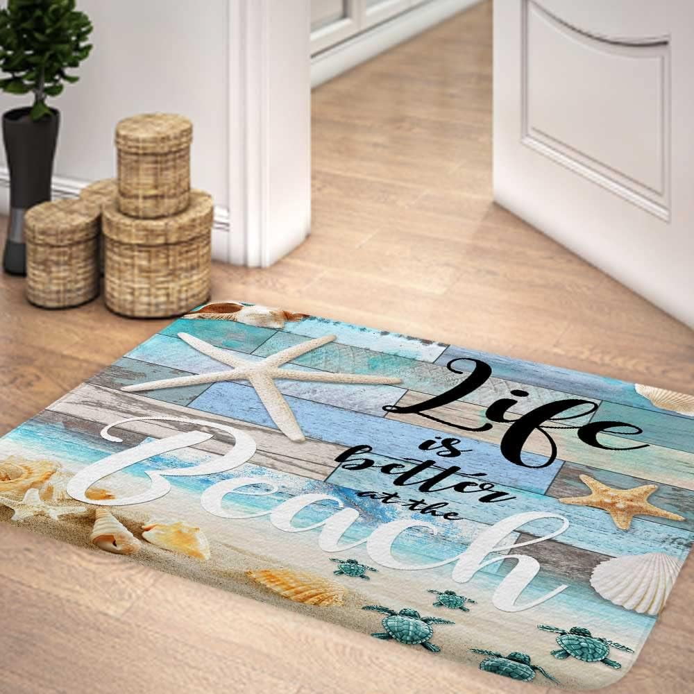 2' top x 6' Starfish Seashell Wood Bathroom Carpets Rugs Bath Mat Bath Rugs