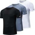 thumbnail image 1 of Paquete de Camisetas Deportivas Hombre, Playeras Deportivas para Hombre con Elementos Reflectantes, Ajuste seco Que Absorbe la Humedad, Apto para Deportes, Trabajo,Noche para Correr, 1 of 3