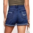 thumbnail image 6 of Necooer Women's Stretchy Denim Shorts Casual Rolled Hem Mid Waist Distressed Jean Shorts Ripped with Pockets, 6 of 8