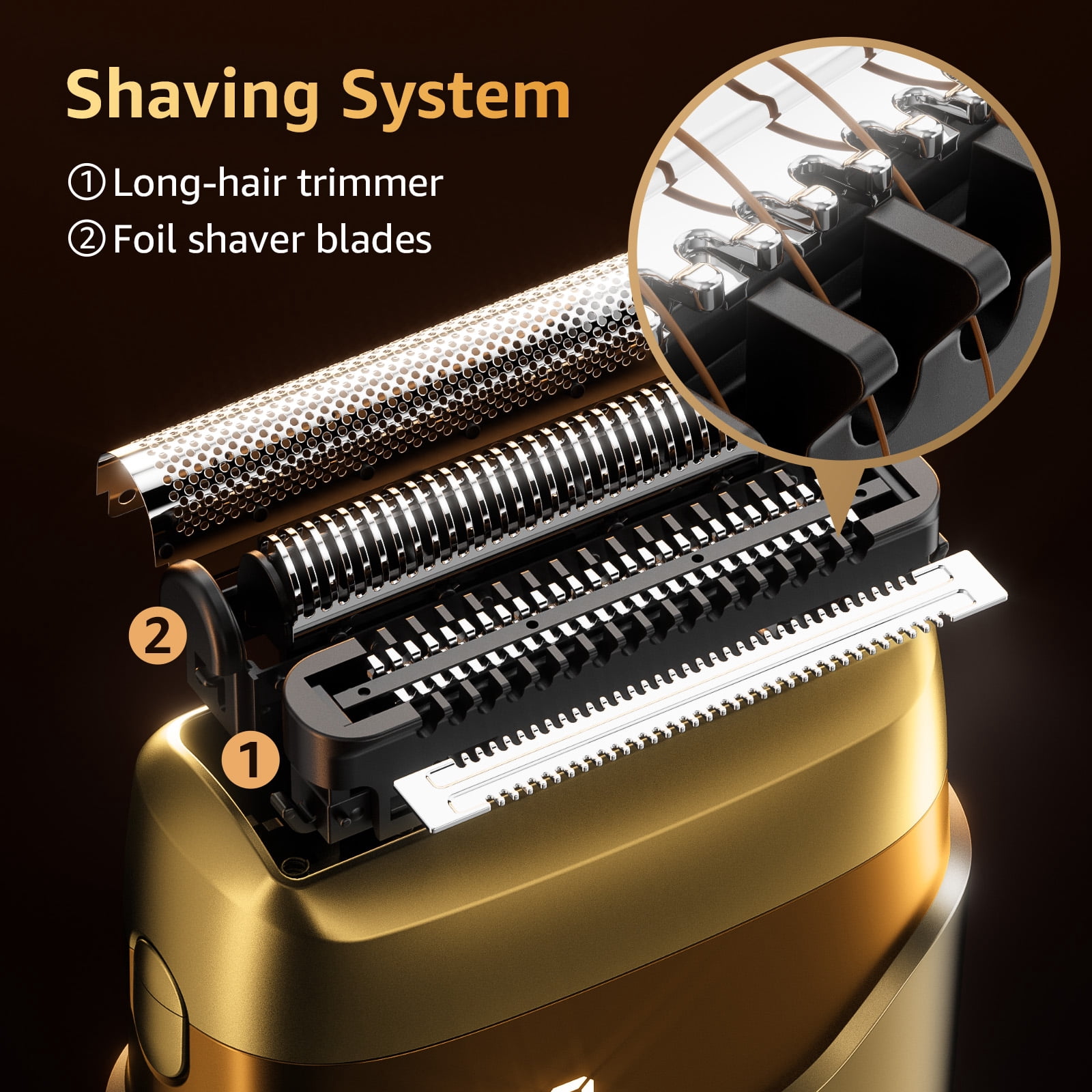 Nogroa Electric Shaver for Men: Mini Electric Face Razor with 2 Floating Blades, Fast Charging LED Display, Cordless Men's Body Shaver & Portable Beard Trimmer for Home, Travel, Business, Gold