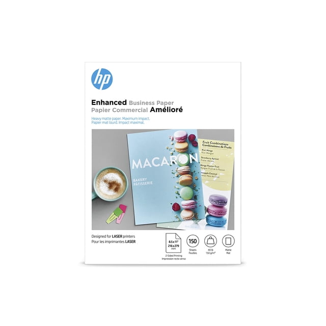 Papel HP Enhanced Business Matte, 8.5 x 11 pulgadas, 40 libras, 150 hojas