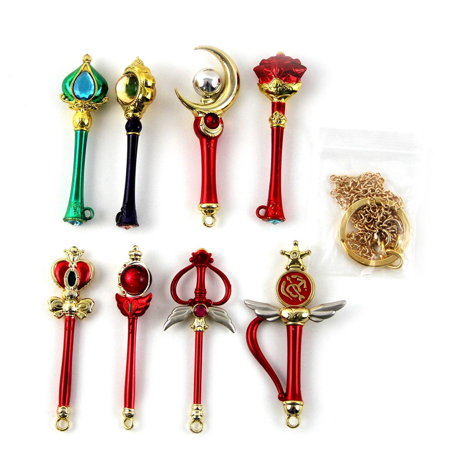 Senshi Wand - Sailor Moon Necklace & Keychain 8 pc. Pendant