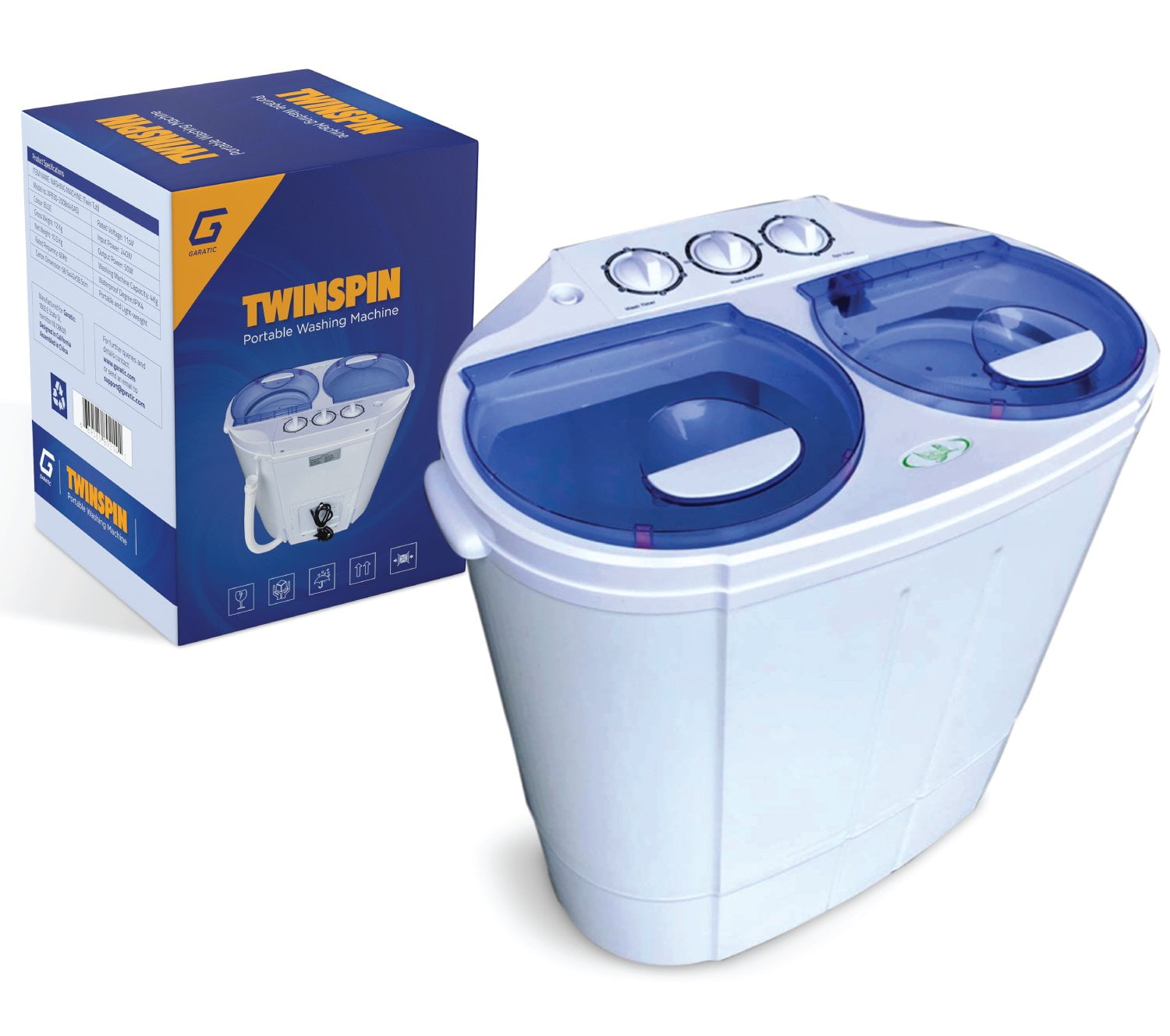 Eco-Friendly Twin Tub Washing Machine Gravity Drain Washer W/Hair Collection Box 