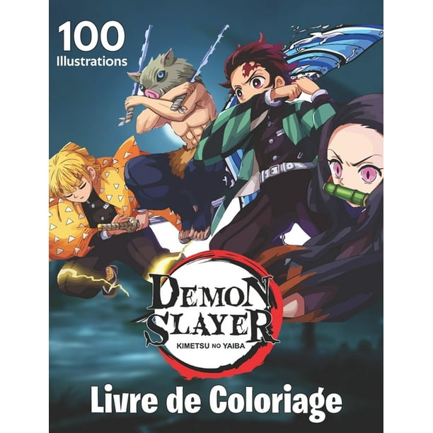 demon slayer livre de coloriage 100 illustrations haute qualite kimetsu no yaiba pour adultes et enfants cadeau qui aiment anime voitures foudre mcqueen