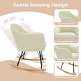 thumbnail image 4 of Nursery Rocking Chair, Upholstered Chenille Glider Rocker Chair, Modern Armchair With Wood Legs, Indoor Comfy Accent Chair Nursing Chairs Holds Up to 350 LBS for Living Room, Bedroom, Beige, 4 of 7