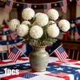thumbnail image 4 of Cififendec 4th of July Artificial Pom Pom Flowers, 21.3"×4.3", Patriotic Red White Blue Ball Blooms for Independence Day Vase and Outdoor Table Centerpiece Decor(White), 4 of 5