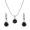 Black, variant on Naierhg Women Round Cubic Zirconia Pendant Chain Necklace Hoop Earrings Jewelry Set