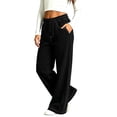 thumbnail image 2 of Auroural Pants for Toddler Girls 3T Irls Elastic Waist Wide Leg Casual Pants Contrast Loose Trousers Side Pockets, 2 of 7