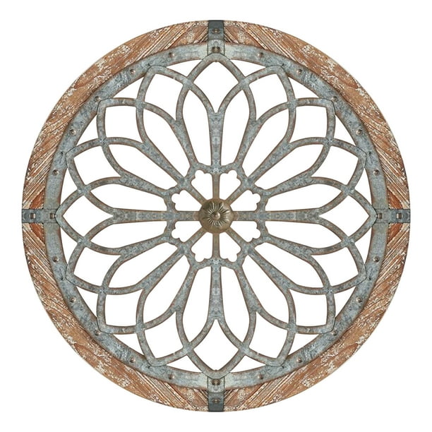 Vanlofe Round Wall Art Wooden Geometry, Round Wood Carved Wall Art