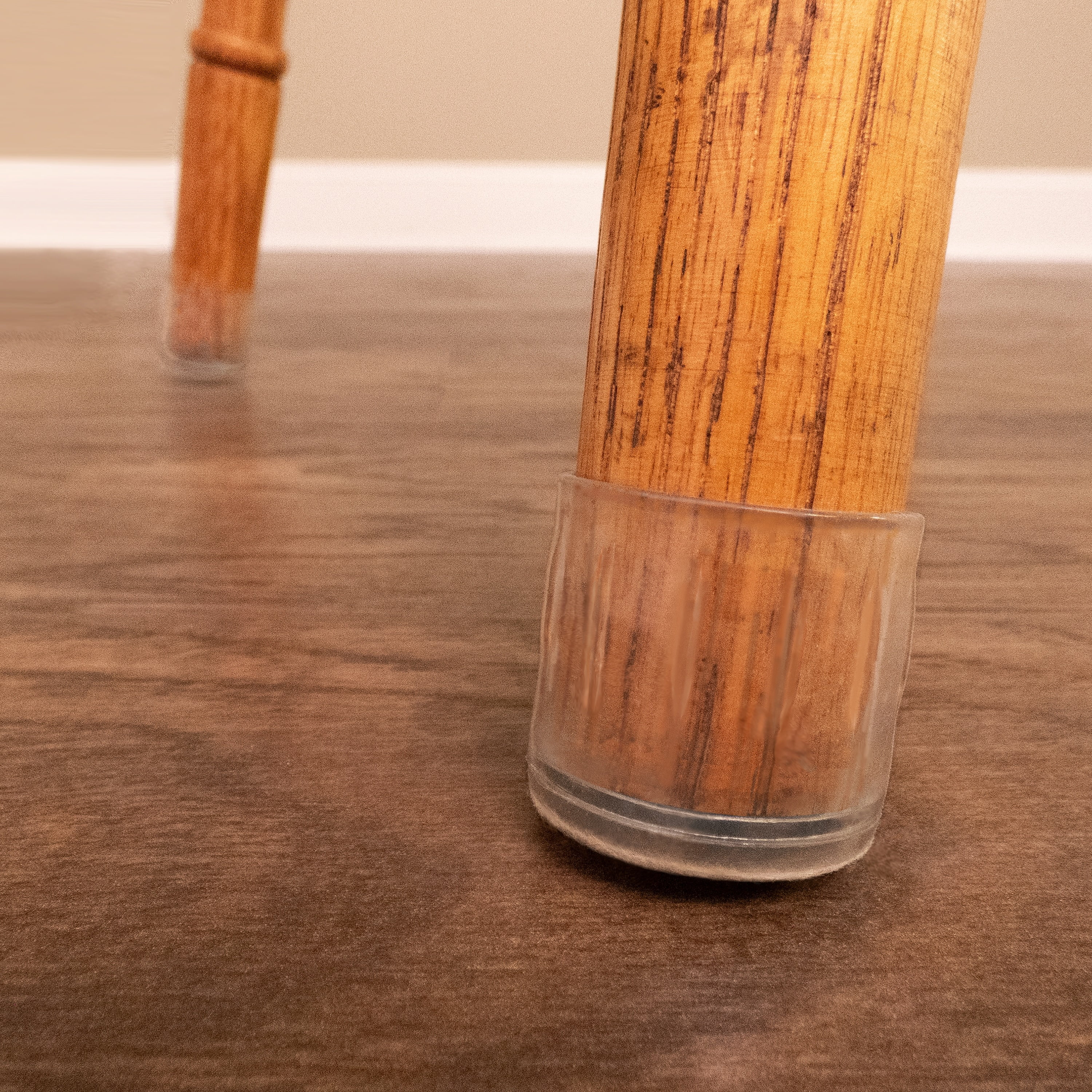 Super Sliders 1-Inch Chair Leg Tips with Felt Pads, Clear Protectors for Hardwood Floors – 4-Pack