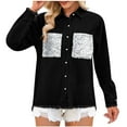 thumbnail image 2 of LOVZFMLL Vestes pour Femmes Mode Couleur Col à Revers Style Amincissant Manche Veste en Denim, 2 of 6