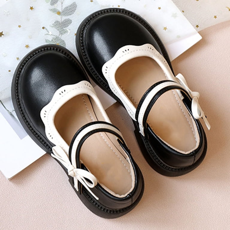 ladies size 12 dress shoes Fsyboa Girls 12(Little Kids), Casual Soft Soled Hook and Loop Strap Cute Kids Princess Shoes Black, Girl's season:SS20