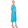 thumbnail image 2 of Women's Casual Basic Comfy 3/4 Sleeve Flare A-line Midi long maxi Dress, 2 of 5