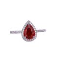 thumbnail image 1 of 3.45 CT Pear Cut Red Ruby & Diamond 14K White Gold Wedding Ring, Size 6.5, 1 of 1