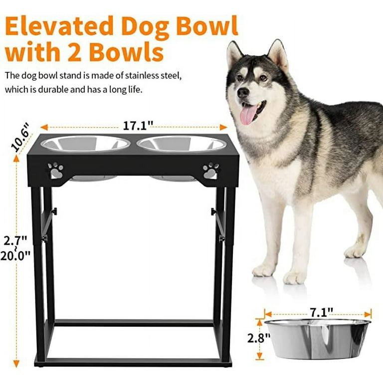Elevated Dog Bowl,Raised Dog Bowl, Iron Dog Bowl Holder and 2 Stainless  Steel Dog Bowls, Stainless Steel Dog Bowl, Dog Feeding Station for Medium  to