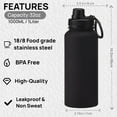 thumbnail image 4 of 32oz Space Water Bottle Large Metal Stainless Steel Water Flask Big Sports Travel Mens Water Bottle for Gym Hiking (Black), 4 of 8