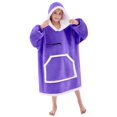 thumbnail image 1 of Manta portátil con capucha IFNOW para niños, color morado con bolsillos, 1 of 8