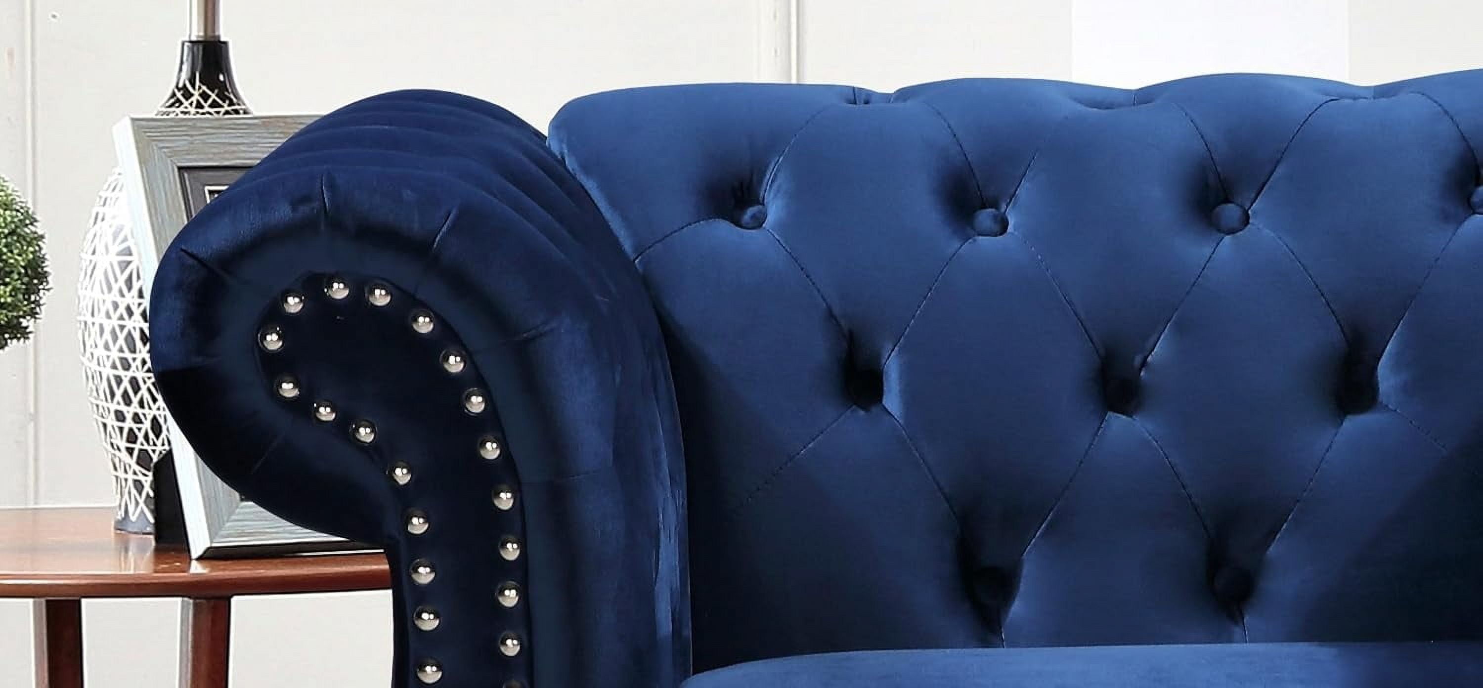 US Pride Furniture Chester 40.55 in. Wide Rolled Arm Velvet Modern Straight living Room Chair, Dark Blue