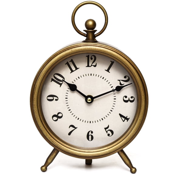 EMAX HOME Vintage Gold Desktop Clock, Silent Non Ticking Retro Table Clock