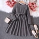 thumbnail image 5 of Gibobby Vestido de Navidad Vestido de otoño-invierno para niña pequeña, vestido suéter de punto de Color sólido de manga larga para niña, vestidos, trajes de falda (Gris, 4-5 años), 5 of 5