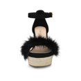 thumbnail image 6 of BLISSFUL STEP Women's Sandals Wedge Heels Espadrille Platform Faux Fur Ankle Strap Sandals Black 8.5, 6 of 6