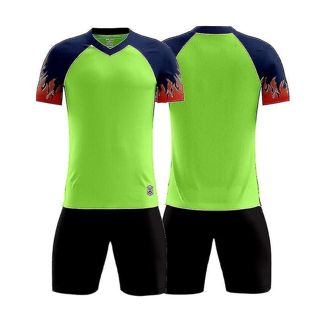 New Professional Soccer Jersey Training Match Suits Sportswear Adults Kids Soccer Uniforms Set Breathable Quick Dry Green D8860 Adult 2XL