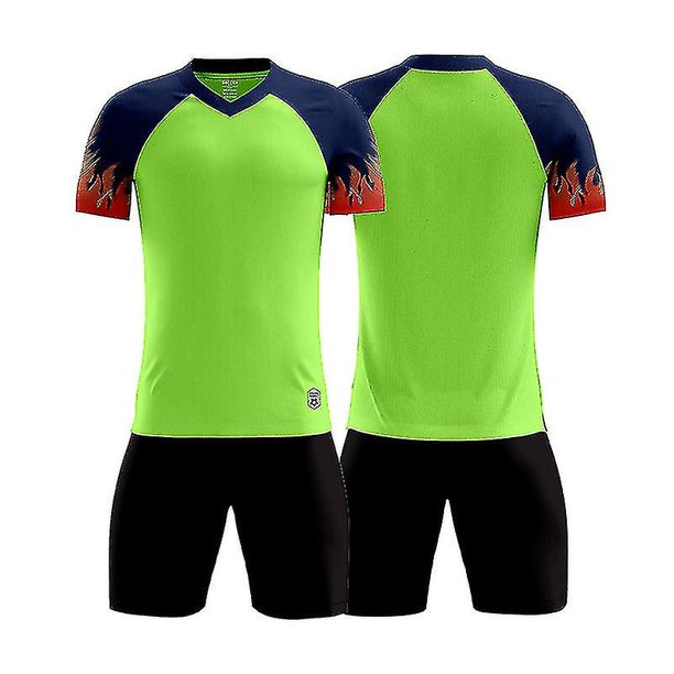New Professional Soccer Jersey Training Match Suits Sportswear Adults Kids Soccer Uniforms Set Breathable Quick Dry Green D8860 Adult 2XL