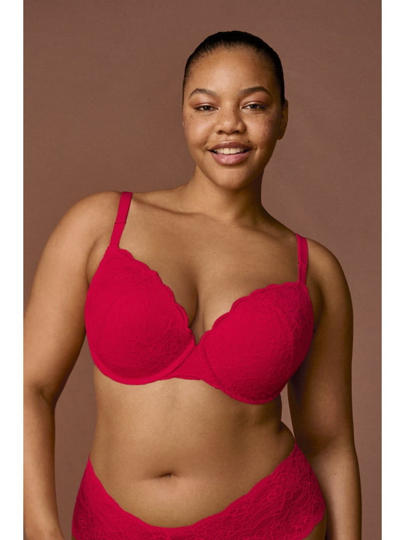 Joyspun Women's Lace Push Up Bra Sizes 34A to 40D Underwire Plunge