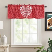 Happ Valentine's Day Rod Pocket Curtain Valance, Red Love Hearts Romantic Farmhouse Window Valance for Living Room, Bedroom, Kitchen 42W x 12L