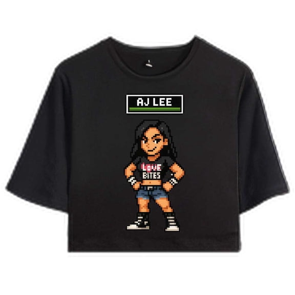 AJ Lee Merch 8 Bit T-Shirt For Women&Girls Midriff Short Sleeve Summer Clothing Vest Tee