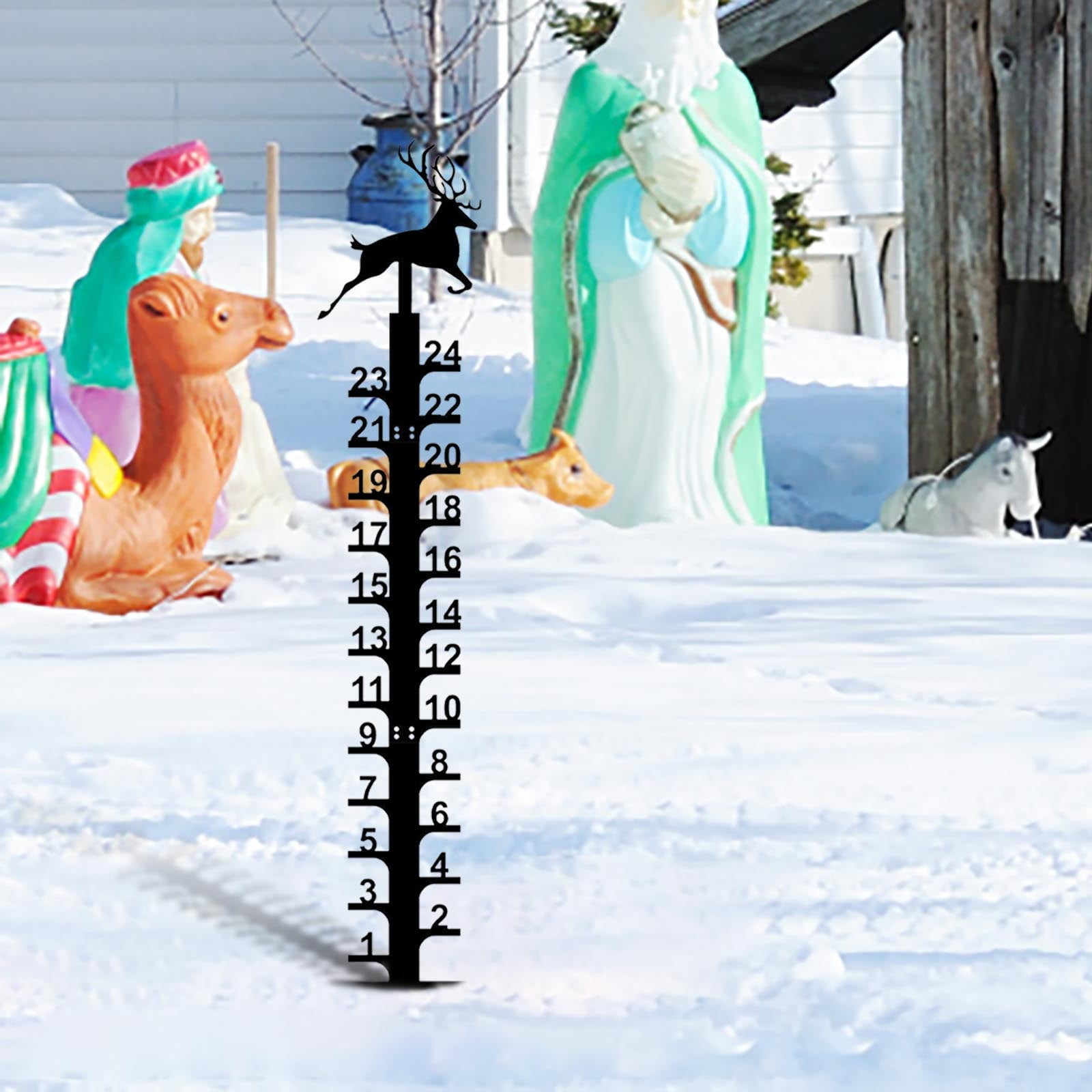 Snow Gauge 24 in Metal Snow Thickness Measuring Tool with Rain Measurement Scale and Self-Leveling Feet