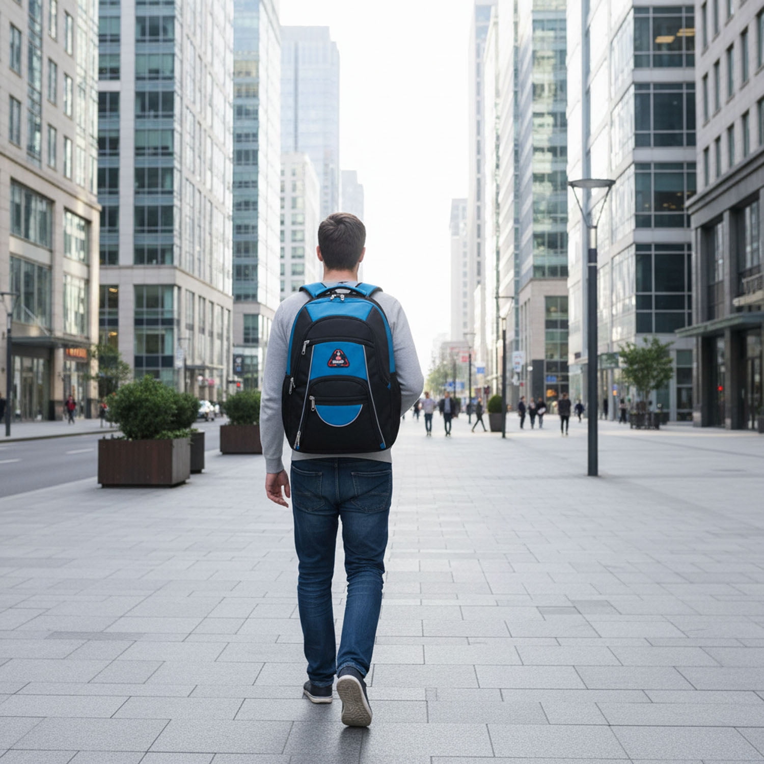 Extra Large Travel Backpack with Laptop Pocket,35L Lightweight Travel Work College School Bag for Men and Women,Blue,06512