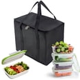 thumbnail image 7 of AOMRCOL 2 Pack Insulated Reusable Grocery Shopping Bags Insulated Grocery Bag for Food Delivery Zipper Grocery Bags Reusable Shopping Bags Black, 7 of 7