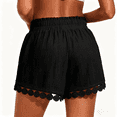 thumbnail image 3 of Lumtrix Womens Shorts Summer Casual Loose Elastic Waist Drawstring Lace Boho Beach Vacation Cover Up Shorts Black 2XL, 3 of 4