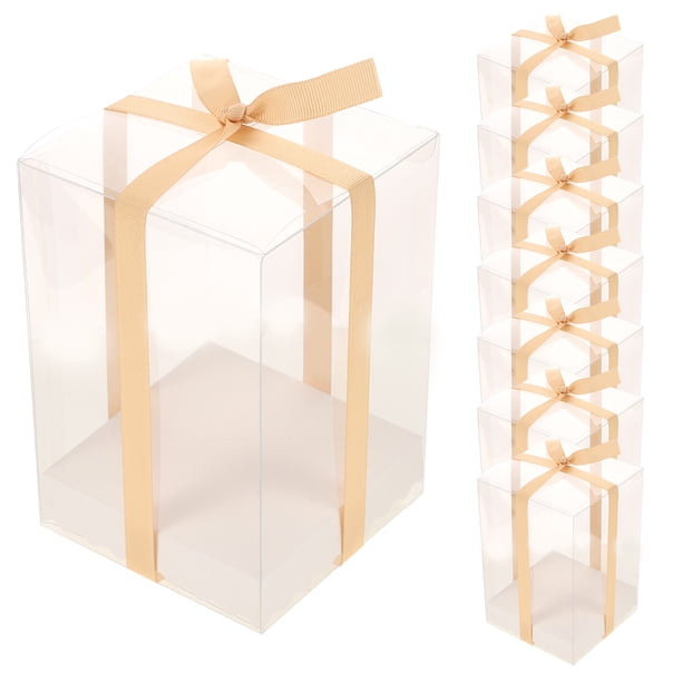 1Escubio de cajas de boda Cubo Clear PVC Cubo transparente Cajas de regalo con cinta