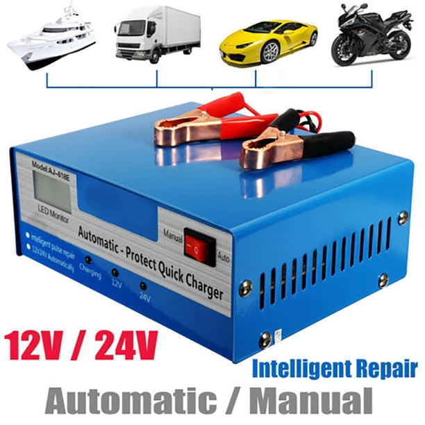 Cargador De Batería De Coche De 12V/24V, Arrancador De Batería, Cargador De Batería De Reparación De Pulso Inteligente, 10A Para Motocicleta, Enchufe Europeo Automotriz Eigraketly VI004444-00