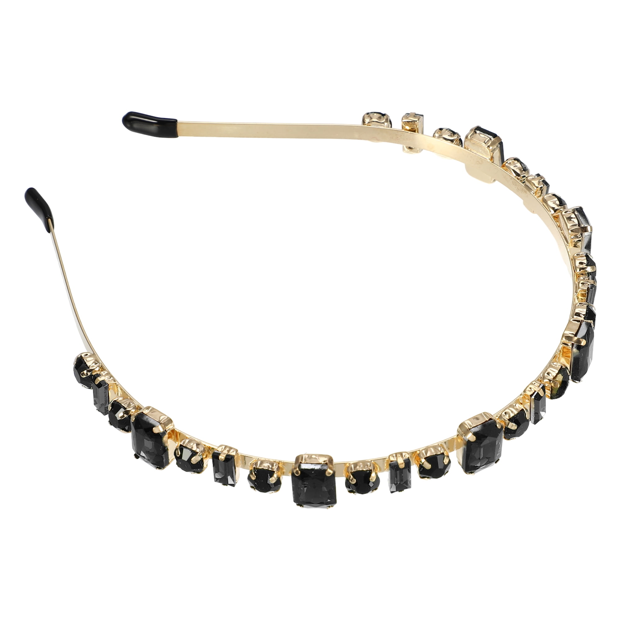 Unique Bargains Fashion Rhinestone Thin Head Bands Black