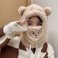 thumbnail image 2 of Women's Winter Hood with Attached Scarf, Plush Lined Windproof Riding Cap for Cold Weather, Thick Fleece Balaclava Style Hat for E-Bike and Bicycle, Integrated Neck Warmer Winter Hood Beige, 2 of 2