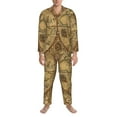 Zufioo World Map1 Mens Pajamas Set, Mens LongSleeved Pajama and Pajama